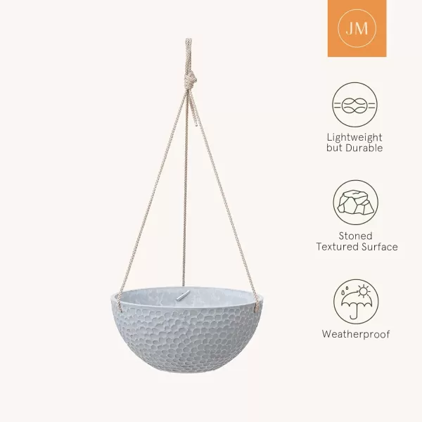 LA JOLIE MUSE Hanging Planters for Outdoor Plants, Large Hanging Planter with Drain Holes, Outdoor Hanging Flower Pots, White Stone, Honeycomb 