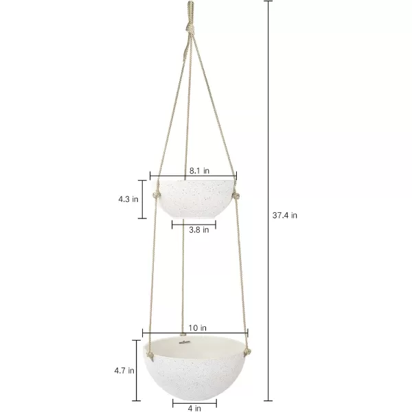 LA JOLIE MUSE Hanging Planters for Outdoor Plants, Large Hanging Planter with Drain Holes, Outdoor Hanging Flower Pots, White Stone, Honeycomb 