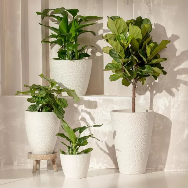 LA JOLIE MUSE Hanging Planters for Outdoor Plants, Large Hanging Planter with Drain Holes, Outdoor Hanging Flower Pots, White Stone, Honeycomb 