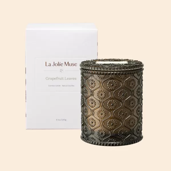 LA JOLIE MUSE Kyoto Vine &amp; Moss Scented Candles, Vine Candles for Home Scented, Natural Soy Wax Candle, Candles Gifts for Women, 6 oz 40 Hours Burn