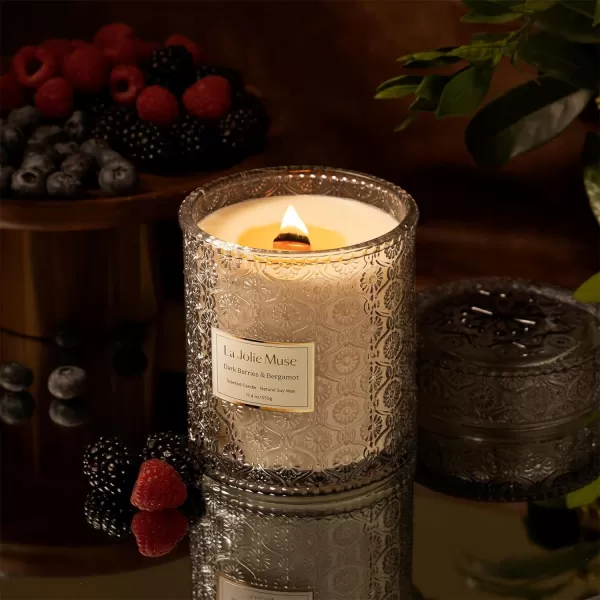 LA JOLIE MUSE Lavender Candle, Mother Day Gift, Spring Candle, Large Natural Soy Candle, 90 Hours Burning Time, Wood Wicked Candle, Aromatherapy Candle Gifts for Women, Luxury Candles for Home
