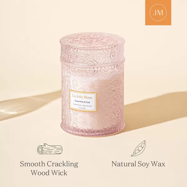LA JOLIE MUSE Lavender Candle, Mother Day Gift, Spring Candle, Large Natural Soy Candle, 90 Hours Burning Time, Wood Wicked Candle, Aromatherapy Candle Gifts for Women, Luxury Candles for Home
