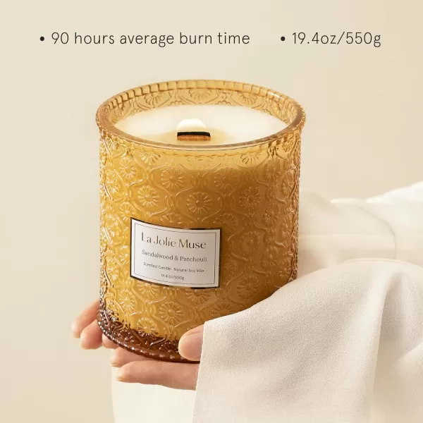 LA JOLIE MUSE Lavender Candle, Mother Day Gift, Spring Candle, Large Natural Soy Candle, 90 Hours Burning Time, Wood Wicked Candle, Aromatherapy Candle Gifts for Women, Luxury Candles for Home