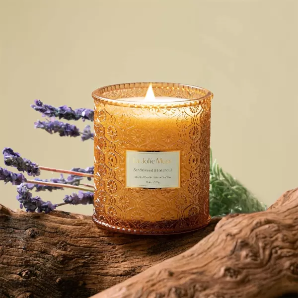 LA JOLIE MUSE Lavender Candle, Mother Day Gift, Spring Candle, Large Natural Soy Candle, 90 Hours Burning Time, Wood Wicked Candle, Aromatherapy Candle Gifts for Women, Luxury Candles for Home