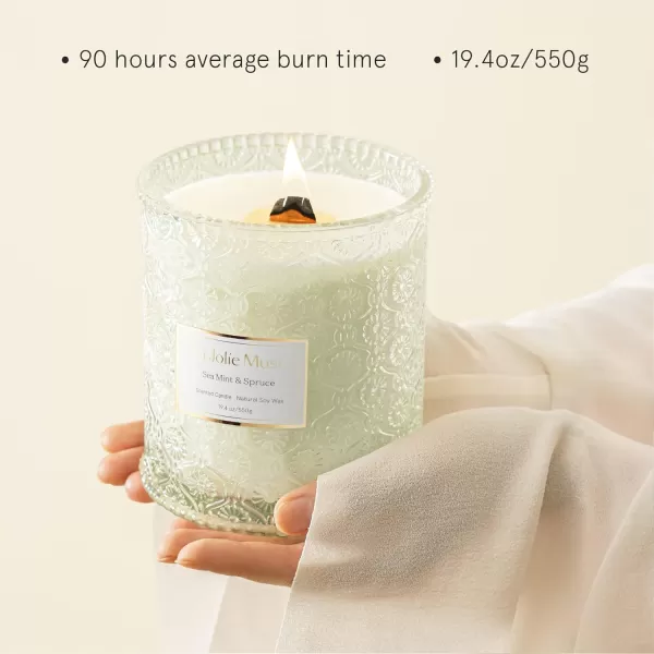 LA JOLIE MUSE Lavender Candle, Mother Day Gift, Spring Candle, Large Natural Soy Candle, 90 Hours Burning Time, Wood Wicked Candle, Aromatherapy Candle Gifts for Women, Luxury Candles for Home