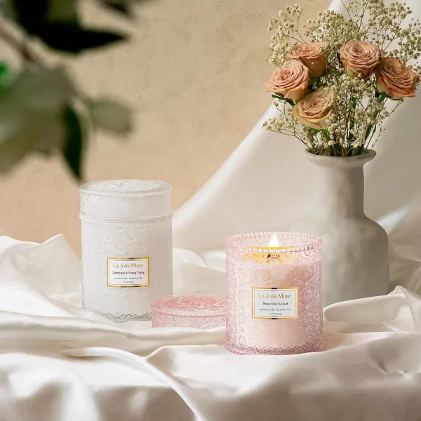 LA JOLIE MUSE Lavender Candle, Mother Day Gift, Spring Candle, Large Natural Soy Candle, 90 Hours Burning Time, Wood Wicked Candle, Aromatherapy Candle Gifts for Women, Luxury Candles for Home