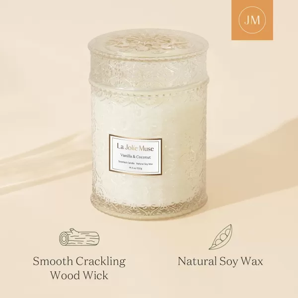 LA JOLIE MUSE Lavender Candle, Mother Day Gift, Spring Candle, Large Natural Soy Candle, 90 Hours Burning Time, Wood Wicked Candle, Aromatherapy Candle Gifts for Women, Luxury Candles for Home