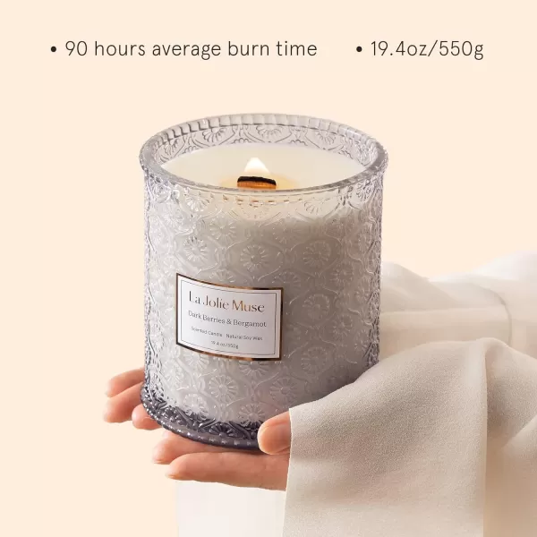 LA JOLIE MUSE Lavender Candle, Mother Day Gift, Spring Candle, Large Natural Soy Candle, 90 Hours Burning Time, Wood Wicked Candle, Aromatherapy Candle Gifts for Women, Luxury Candles for Home