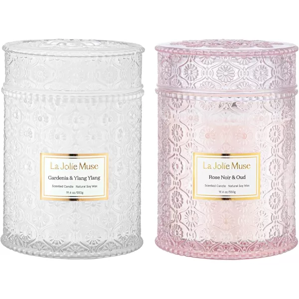 LA JOLIE MUSE Lavender Candle, Mother Day Gift, Spring Candle, Large Natural Soy Candle, 90 Hours Burning Time, Wood Wicked Candle, Aromatherapy Candle Gifts for Women, Luxury Candles for Home