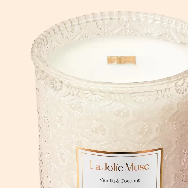 LA JOLIE MUSE Lavender Candle, Mother Day Gift, Spring Candle, Large Natural Soy Candle, 90 Hours Burning Time, Wood Wicked Candle, Aromatherapy Candle Gifts for Women, Luxury Candles for Home