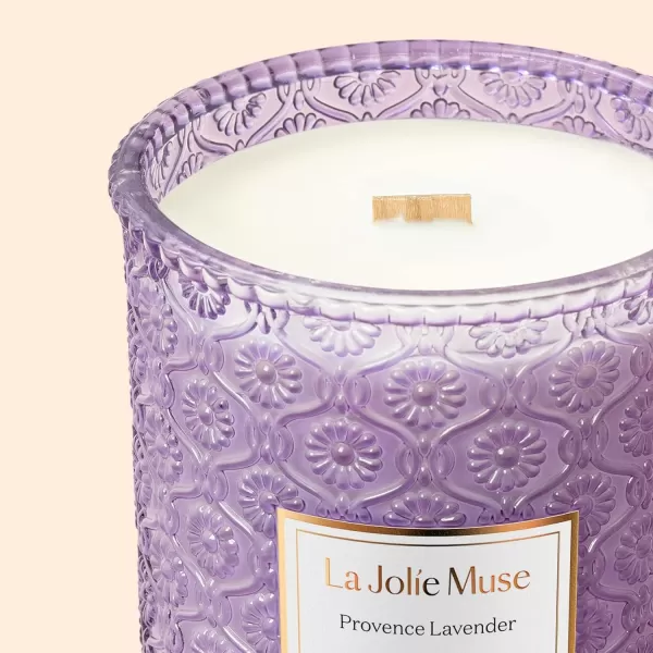 LA JOLIE MUSE Lavender Candle, Mother Day Gift, Spring Candle, Large Natural Soy Candle, 90 Hours Burning Time, Wood Wicked Candle, Aromatherapy Candle Gifts for Women, Luxury Candles for Home