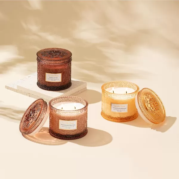 LA JOLIE MUSE Moroccan Amber Candle, Candles for Home Scented, Large 2-Wick Soy Candle, Scented Candle Gifts for Men &amp; Women, Long Burning Time, Holiday Candle