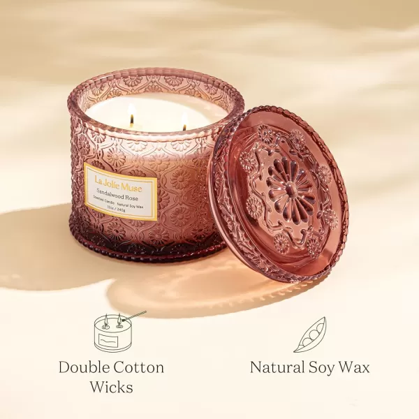 LA JOLIE MUSE Moroccan Amber Candle, Candles for Home Scented, Large 2-Wick Soy Candle, Scented Candle Gifts for Men &amp; Women, Long Burning Time, Holiday Candle