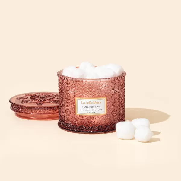 LA JOLIE MUSE Moroccan Amber Candle, Candles for Home Scented, Large 2-Wick Soy Candle, Scented Candle Gifts for Men &amp; Women, Long Burning Time, Holiday Candle