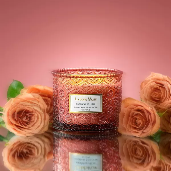 LA JOLIE MUSE Moroccan Amber Candle, Candles for Home Scented, Large 2-Wick Soy Candle, Scented Candle Gifts for Men &amp; Women, Long Burning Time, Holiday Candle