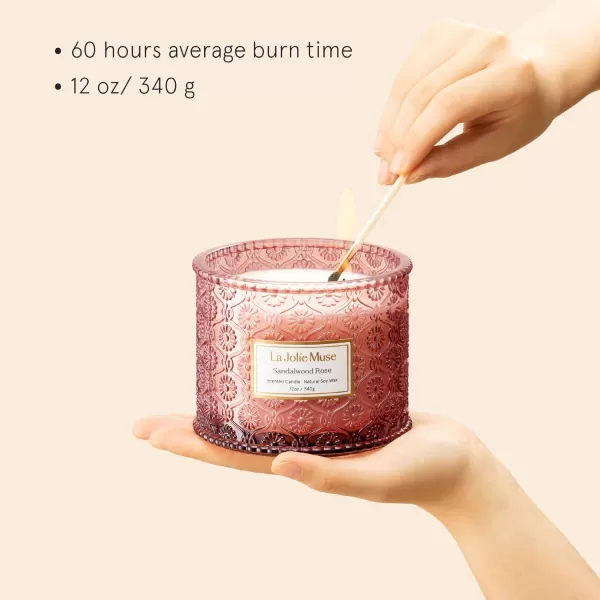 LA JOLIE MUSE Moroccan Amber Candle, Candles for Home Scented, Large 2-Wick Soy Candle, Scented Candle Gifts for Men &amp; Women, Long Burning Time, Holiday Candle