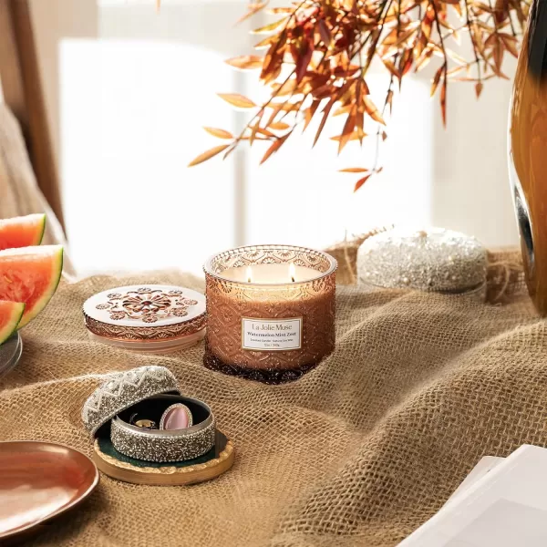 LA JOLIE MUSE Moroccan Amber Candle, Candles for Home Scented, Large 2-Wick Soy Candle, Scented Candle Gifts for Men &amp; Women, Long Burning Time, Holiday Candle