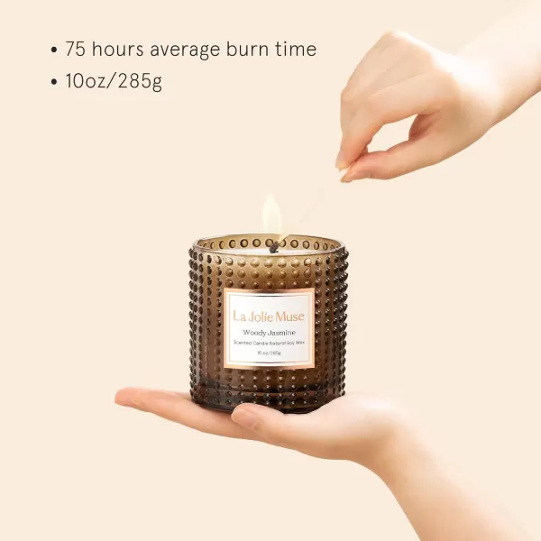 LA JOLIE MUSE Moroccan Amber Candles for Home Scented, Candles Gifts for Women &amp; Men, Luxury Glass Jar Candles, Natural Soy Candles, 75 Hours Long Burning, 10 oz