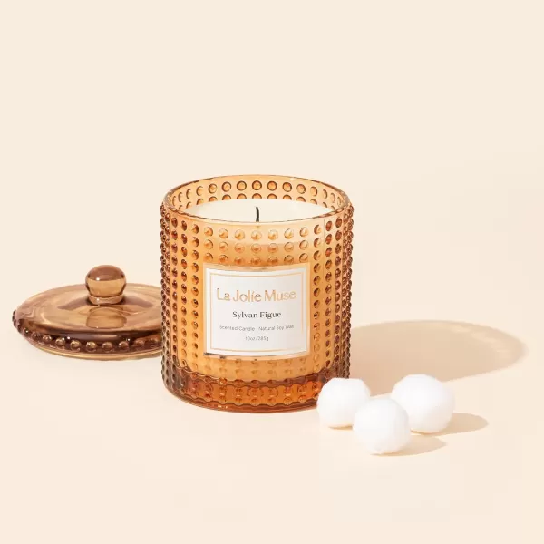 LA JOLIE MUSE Moroccan Amber Candles for Home Scented, Candles Gifts for Women &amp; Men, Luxury Glass Jar Candles, Natural Soy Candles, 75 Hours Long Burning, 10 oz