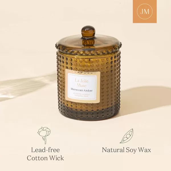 LA JOLIE MUSE Moroccan Amber Candles for Home Scented, Candles Gifts for Women &amp; Men, Luxury Glass Jar Candles, Natural Soy Candles, 75 Hours Long Burning, 10 oz