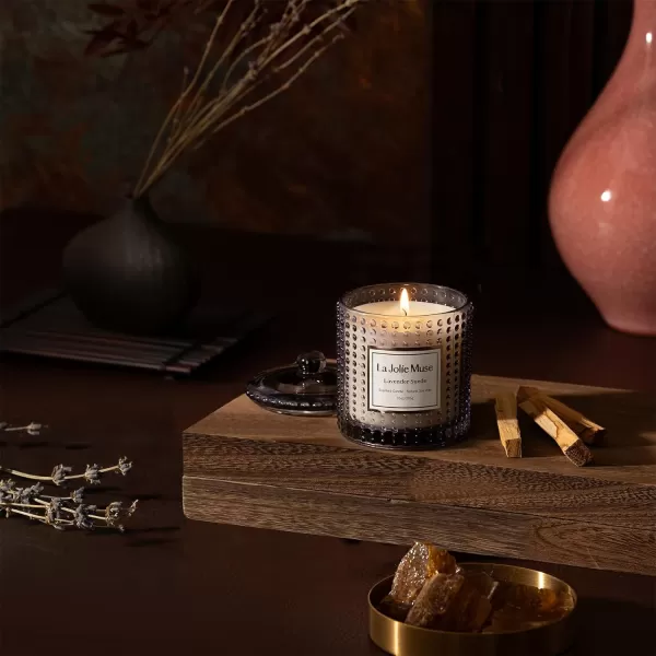 LA JOLIE MUSE Moroccan Amber Candles for Home Scented, Candles Gifts for Women &amp; Men, Luxury Glass Jar Candles, Natural Soy Candles, 75 Hours Long Burning, 10 oz