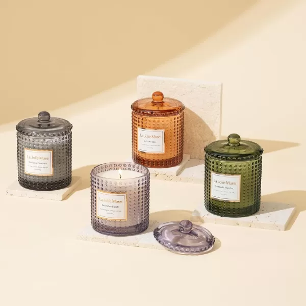 LA JOLIE MUSE Moroccan Amber Candles for Home Scented, Candles Gifts for Women &amp; Men, Luxury Glass Jar Candles, Natural Soy Candles, 75 Hours Long Burning, 10 oz