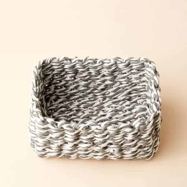 LA JOLIE MUSE Paper Rope Storage Baskets for Organizing, Recycled Wicker Storage Basket Container Bins for Shelves Cupboards Drawer, Small Woven Basket Set of 3 