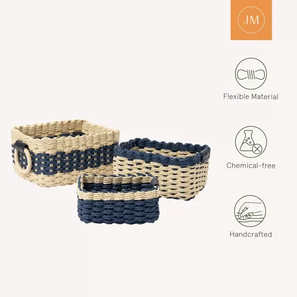 LA JOLIE MUSE Paper Rope Storage Baskets for Organizing, Recycled Wicker Storage Basket Container Bins for Shelves Cupboards Drawer, Small Woven Basket Set of 3 