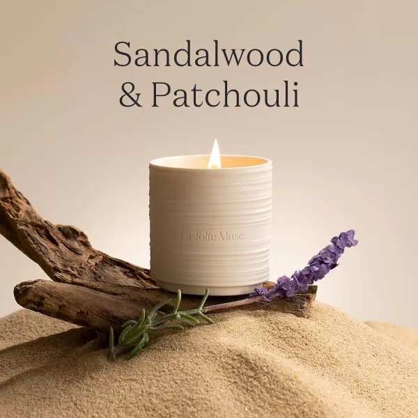LA JOLIE MUSE Sandalwood &amp; Patchouli Candle, Wood Wicked Candles, Candles for Home Scented, Natural Soy Candles, Clean Burn Candle, 50 Hours