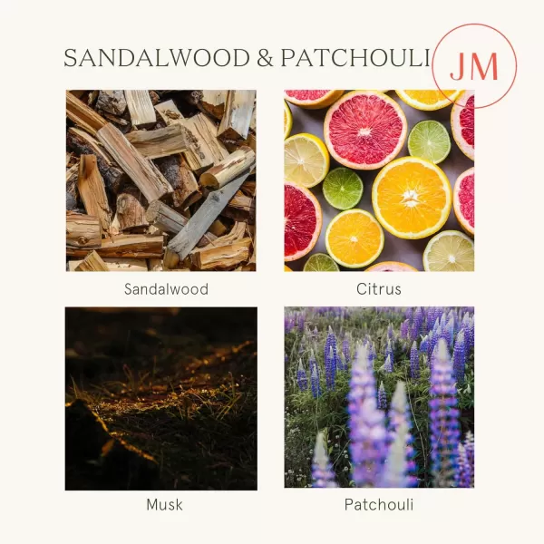 LA JOLIE MUSE Sandalwood &amp; Patchouli Scented Candle, Candles for Home Scented, Luxury Glass Jar Candles for Gift and Home Decor, 80 Hours Long Burning