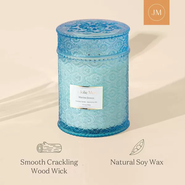 LA JOLIE MUSE Scented Candles Eucalyptus &amp; Sage, Large Wood Wicked Candles, Decorative Candles in Glass, Natural Soy Wax, 19.4oz 90hours