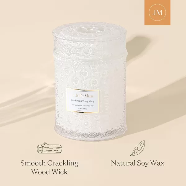 LA JOLIE MUSE Scented Candles Eucalyptus &amp; Sage, Large Wood Wicked Candles, Decorative Candles in Glass, Natural Soy Wax, 19.4oz 90hours