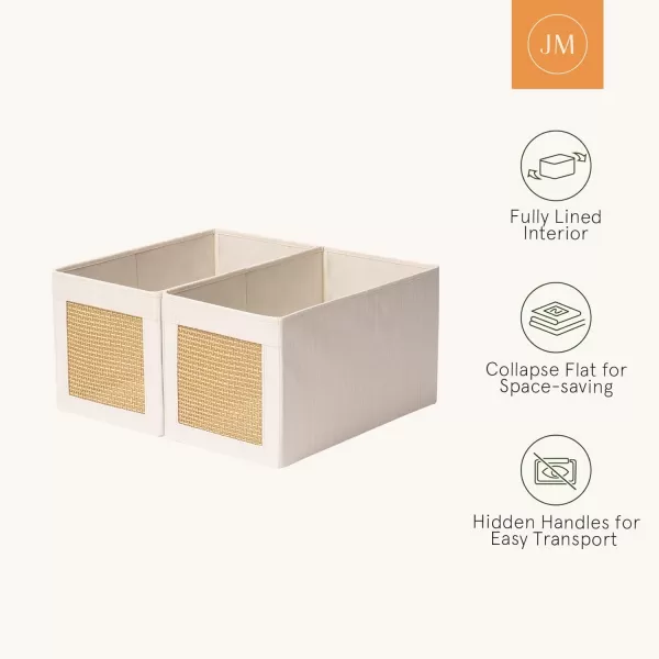 LA JOLIE MUSE Small Foldable Storage Bins, Fabric Storage Bins with Paper Mesh, Storage Baskets for Organizing, Decorative Storage Boxes with Dual Handles, Decorative Storage Boxes, Set of 3, Beige