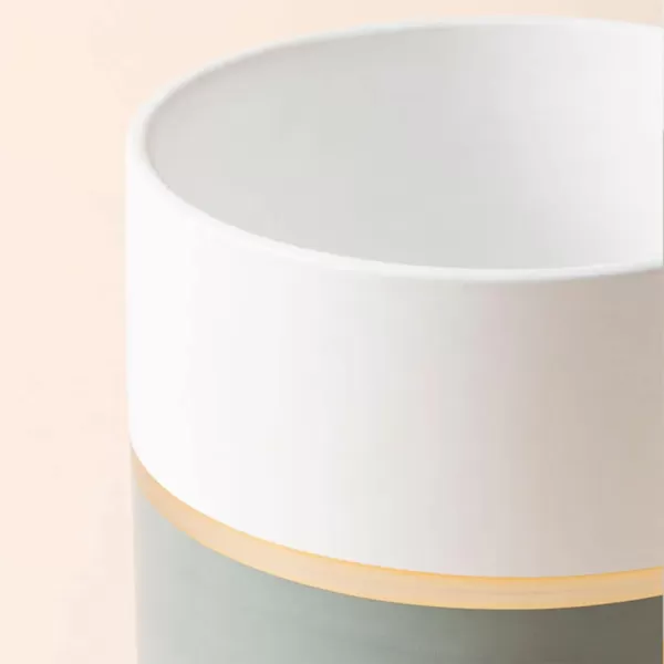 LA JOLIE MUSE White Ceramic Flower Pot Garden Planters 6.7 Inch Pack 2 Indoor Plant Containers with Gold and Grey Detailing