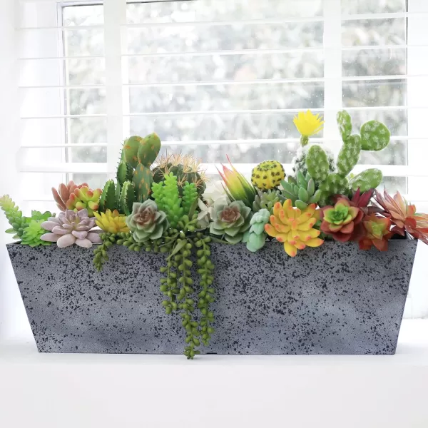 LA JOLIE MUSE Window Boxes Planters, Rectangular Plastic Planter for Indoor and Outdoor, Minimalist Chic Trapezoid-Shaped Succulent Planter, Matte White, Set of 2, 21.7 x 6 x 5.8 inches