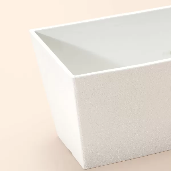 LA JOLIE MUSE Window Boxes Planters, Rectangular Plastic Planter for Indoor and Outdoor, Minimalist Chic Trapezoid-Shaped Succulent Planter, Matte White, Set of 2, 21.7 x 6 x 5.8 inches