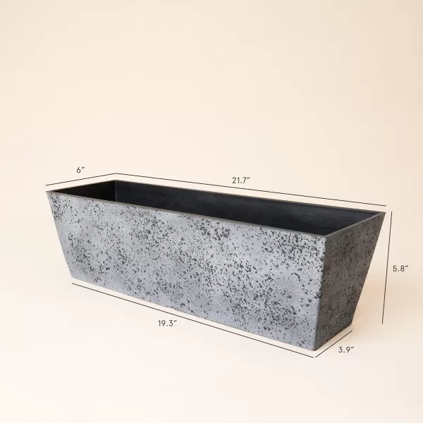 LA JOLIE MUSE Window Boxes Planters, Rectangular Plastic Planter for Indoor and Outdoor, Minimalist Chic Trapezoid-Shaped Succulent Planter, Matte White, Set of 2, 21.7 x 6 x 5.8 inches