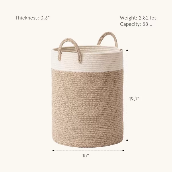 LA JOLIE MUSE Woven Basket Rope Storage Baskets - Large Cotton Organizer, Basket for Baby Blanket, Kids Toy Nursery Laundry Basket Azure M