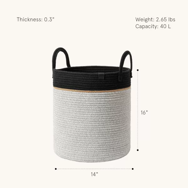 LA JOLIE MUSE Woven Basket Rope Storage Baskets - Large Cotton Organizer, Basket for Baby Blanket, Kids Toy Nursery Laundry Basket Azure M