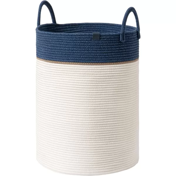 LA JOLIE MUSE Woven Basket Rope Storage Baskets - Large Cotton Organizer, Basket for Baby Blanket, Kids Toy Nursery Laundry Basket Azure M