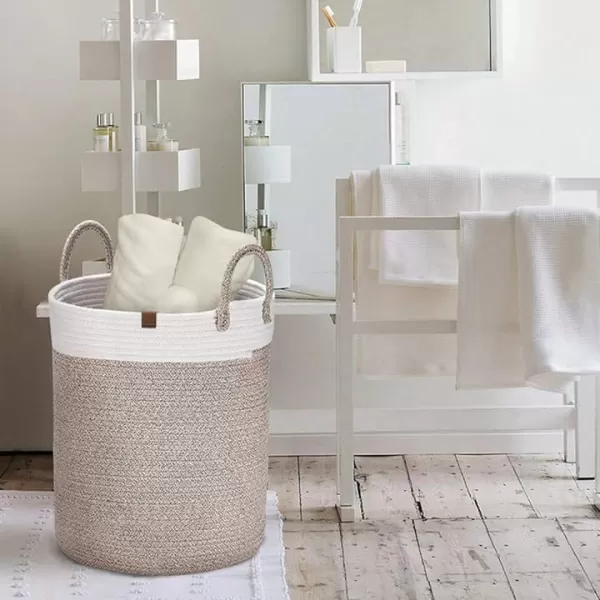 LA JOLIE MUSE Woven Basket Rope Storage Baskets - Large Cotton Organizer, Basket for Baby Blanket, Kids Toy Nursery Laundry Basket Azure M