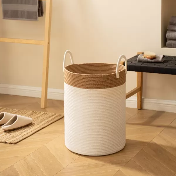 LA JOLIE MUSE Woven Basket Rope Storage Baskets - Large Cotton Organizer, Basket for Baby Blanket, Kids Toy Nursery Laundry Basket Azure M