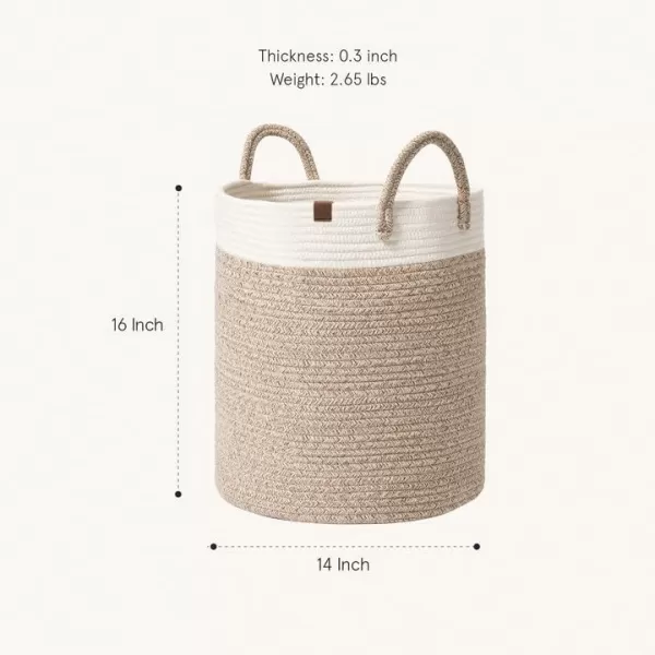 LA JOLIE MUSE Woven Basket Rope Storage Baskets - Large Cotton Organizer, Basket for Baby Blanket, Kids Toy Nursery Laundry Basket Azure M
