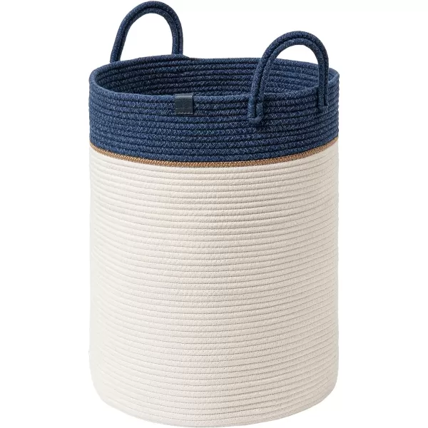 LA JOLIE MUSE Woven Basket Rope Storage Baskets - Large Cotton Organizer, Basket for Baby Blanket, Kids Toy Nursery Laundry Basket Azure M
