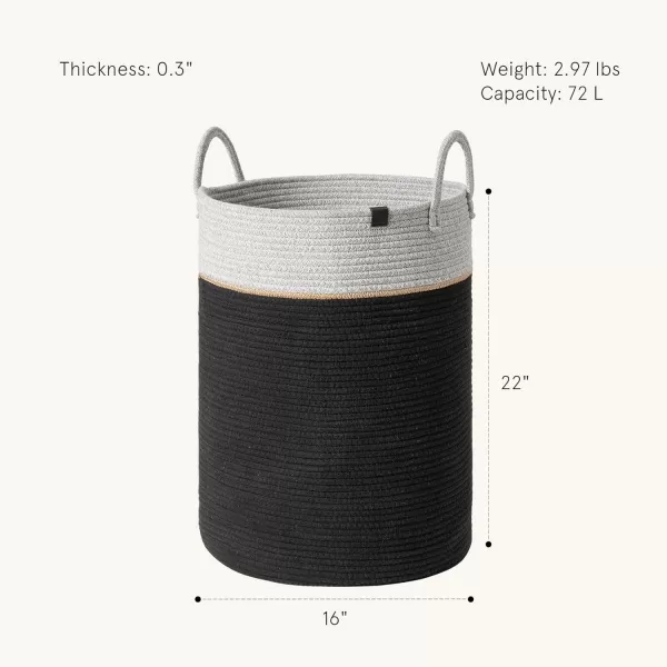 LA JOLIE MUSE Woven Basket Rope Storage Baskets - Large Cotton Organizer, Basket for Baby Blanket, Kids Toy Nursery Laundry Basket Azure M