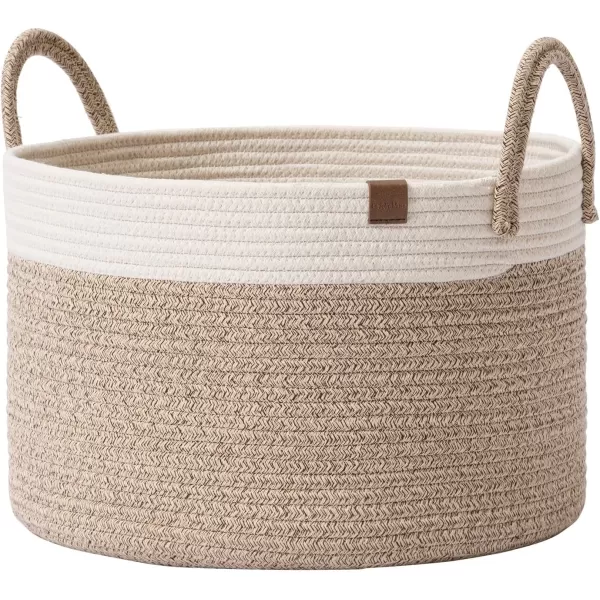 LA JOLIE MUSE Woven Basket Rope Storage Baskets - Large Cotton Organizer, Basket for Baby Blanket, Kids Toy Nursery Laundry Basket Azure M
