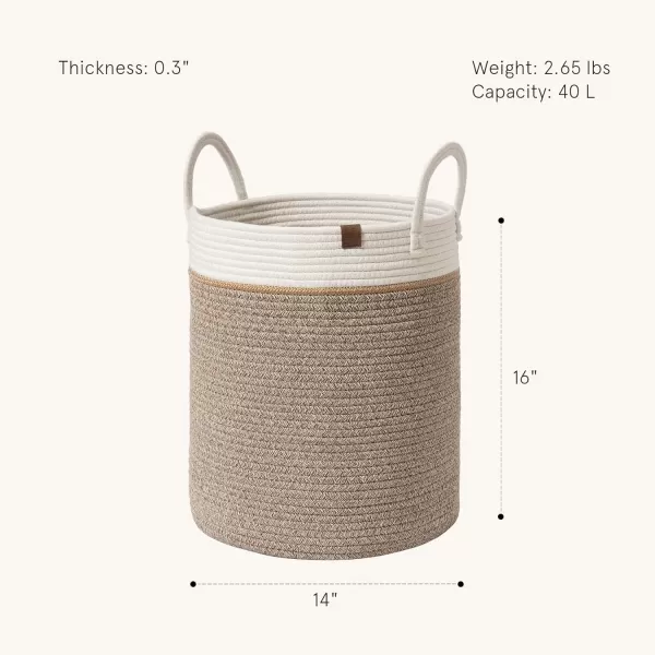 LA JOLIE MUSE Woven Basket Rope Storage Baskets - Large Cotton Organizer, Basket for Baby Blanket, Kids Toy Nursery Laundry Basket Azure M