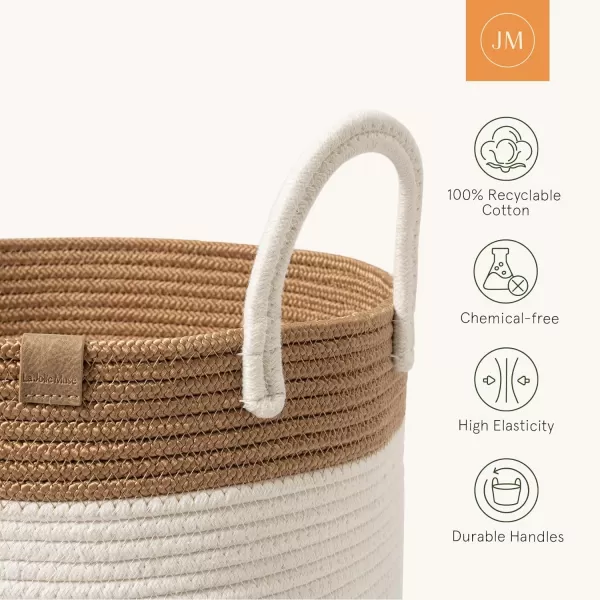 LA JOLIE MUSE Woven Basket Rope Storage Baskets - Large Cotton Organizer, Basket for Baby Blanket, Kids Toy Nursery Laundry Basket Azure M