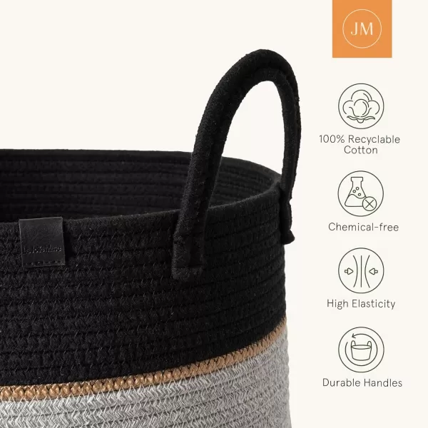 LA JOLIE MUSE Woven Basket Rope Storage Baskets - Large Cotton Organizer, Basket for Baby Blanket, Kids Toy Nursery Laundry Basket Azure M