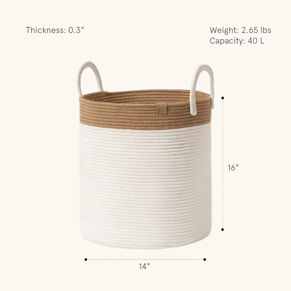 LA JOLIE MUSE Woven Basket Rope Storage Baskets - Large Cotton Organizer, Basket for Baby Blanket, Kids Toy Nursery Laundry Basket Azure M